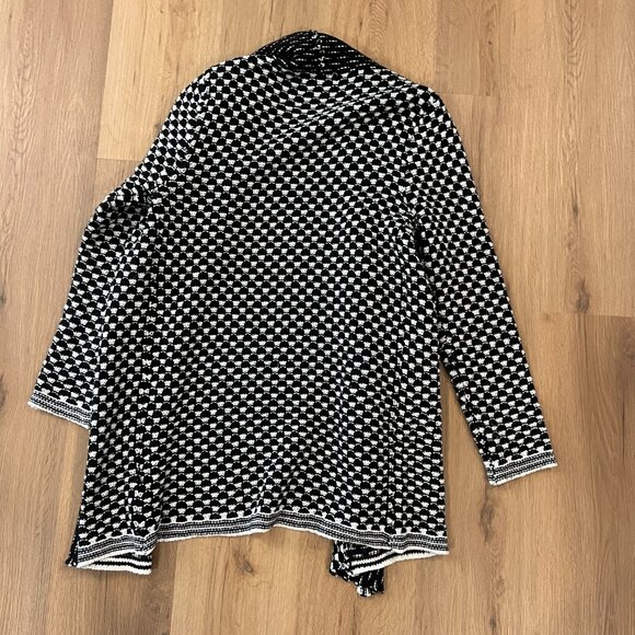 Carol Rose Black White Long Cardigan Sweater Size Small Knit - Picture 6 of 6